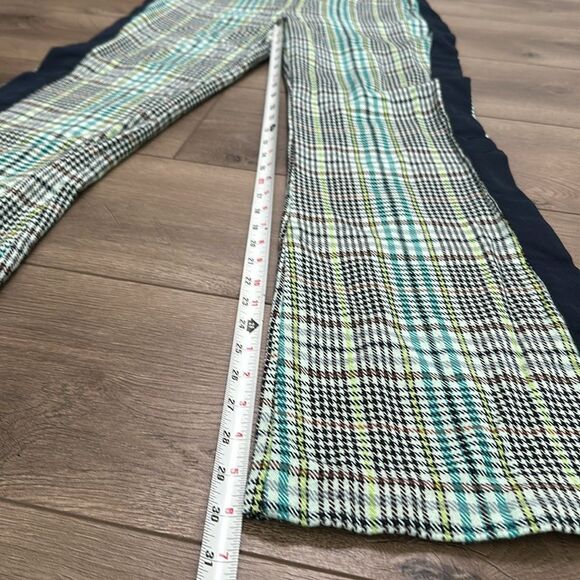 Tanya Taylor Fallon Green‎ Houndstooth Plaid High Rise Semi Flare Pants Size 2 - Picture 10 of 14
